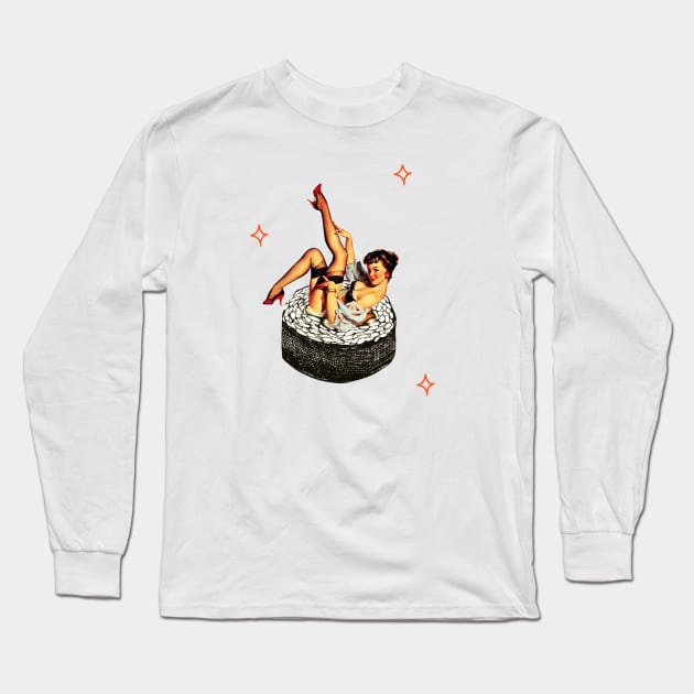 Sushi pin up girl Long Sleeve T-Shirt by Vintage Dream